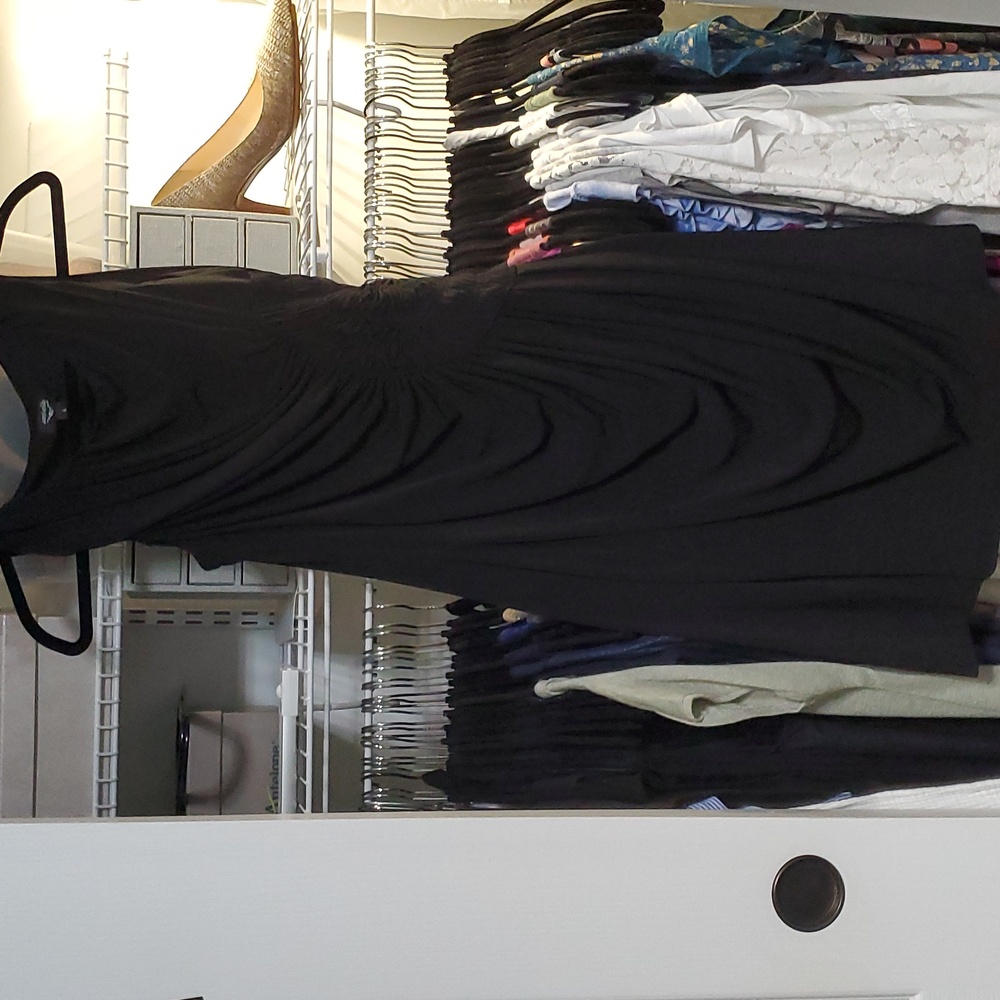Siri Chin Women’s Sleeveless Drapey Ruched Stretch Dress Black Stretch